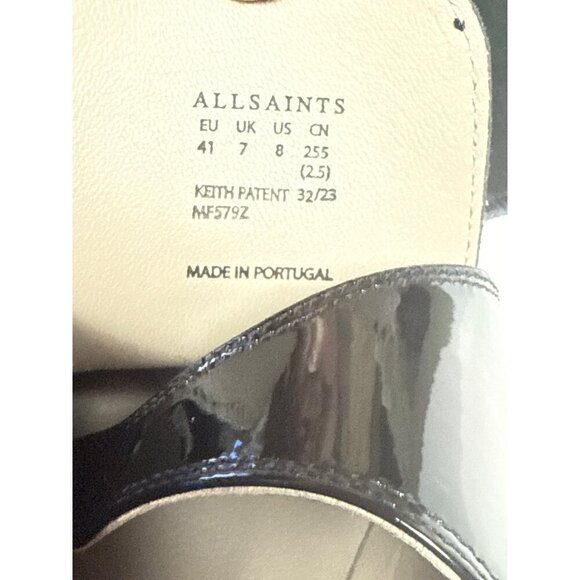 AllSaints Keith Monk Men\'s Shoes Patent Leather Roller Buckle Black Size 8 NEW